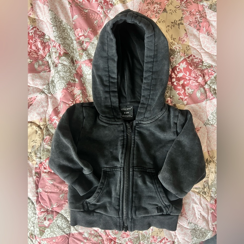 Little Bipsy Black Zip-Up Baby Hoodie